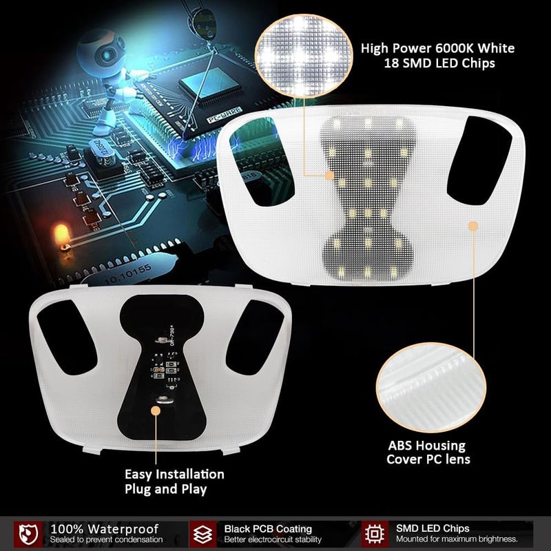 Best View LED Interior Roof Dome Light Cover Clear Lens Overhead with White PCB for 1999-2007 Fo-rd F250 F350 F450 F550 Excursion, F150 Expedition Mustang Taurus, 6000K White Dome Lamp Kit, 1 Set - Image 2
